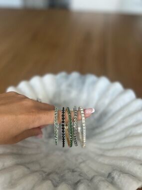 Set of 5 Multi-Color Stretchy Tennis Bracelet Set - Women Jewelry